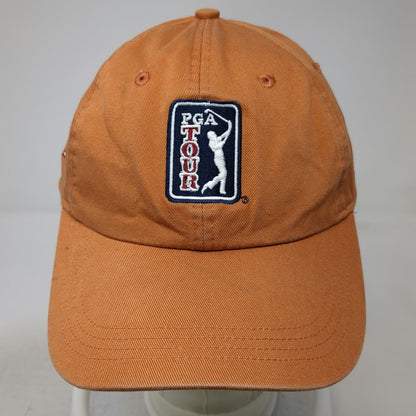 Ahead Baseball Cap Orange One Size PGA Tour Logo American Flag Embroidered Hat
