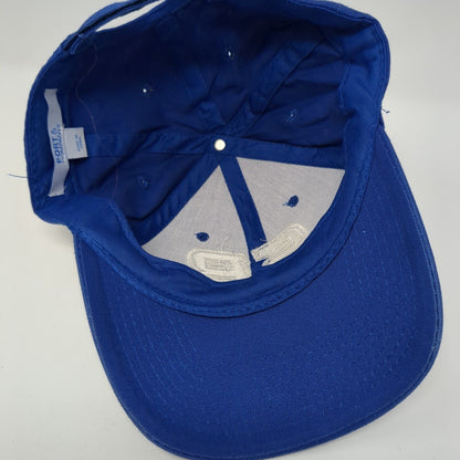 SB Strapback Hat Blue One Size Adjustable Port & Company 6 Panel Solid