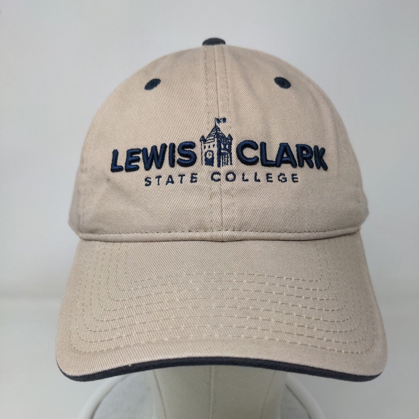 The Game Men's Slideback Hat Tan OSFM Embroidered Lewis Clark State College Logo