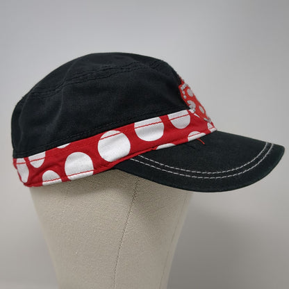 Disney Parks Army Cap Black Red White One Size Polka Dot Bow Rhinestone Hat