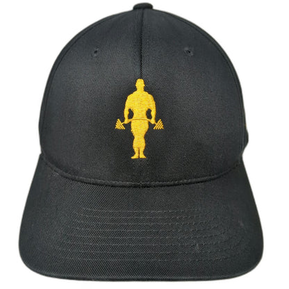 Flexfit Baseball Cap Black XL Hat Gold's Gym Bodybuilder EST 1965 Curved Brim