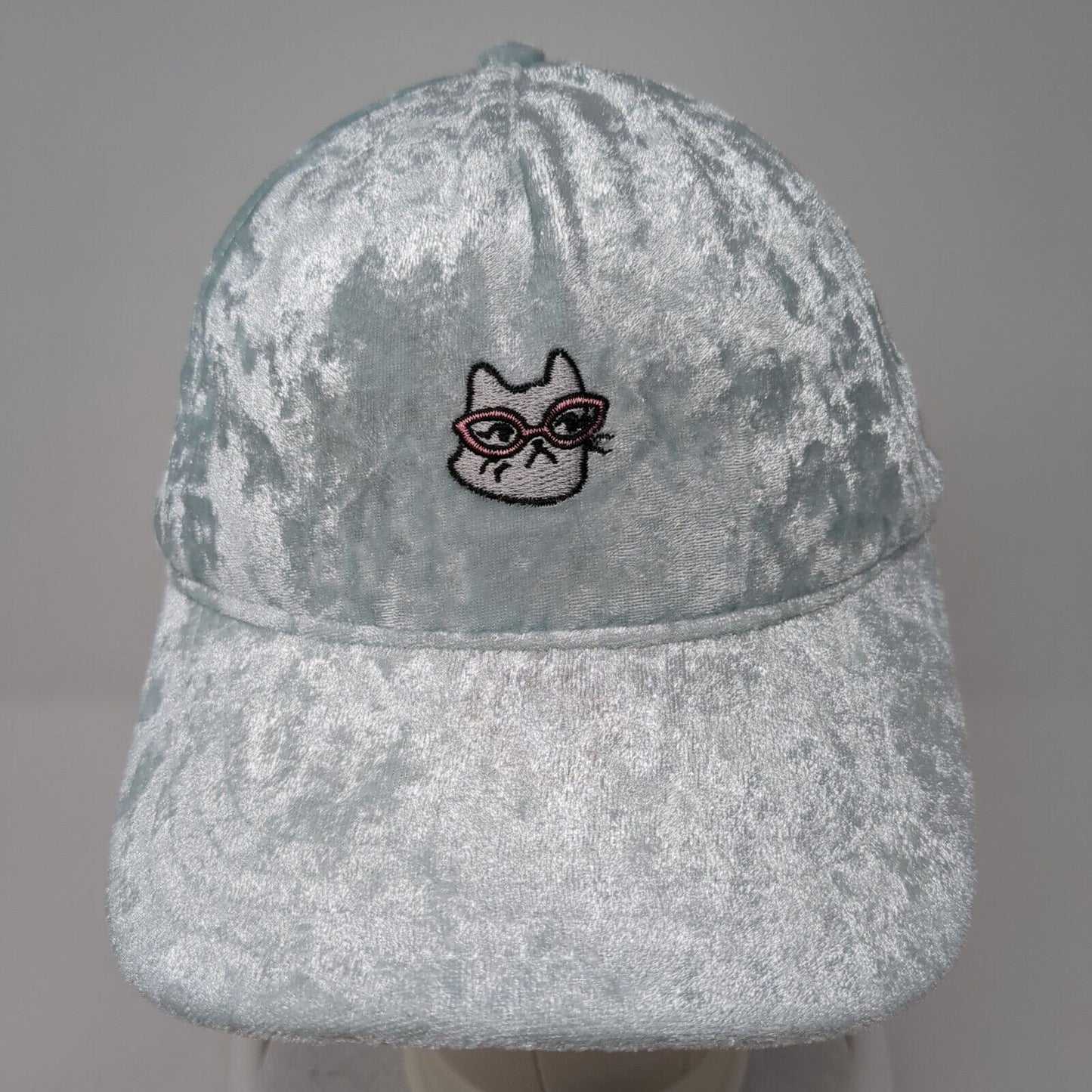 Cat Eyeglasses Slideback Hat Mint Blue One Size Adjustable Velvet