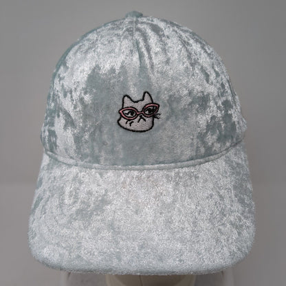 Cat Eyeglasses Slideback Hat Mint Blue One Size Adjustable Velvet