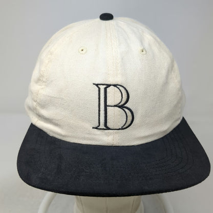 Beige Black Baseball Cap Vintage Embroidered B Bride Made in USA Slideback Hat