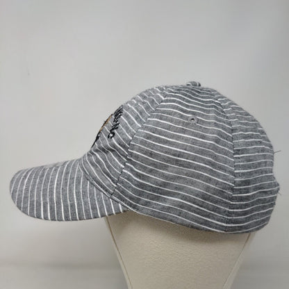 Outer Banks Men's Strapback Hat Gray Striped Embroidered Anchor Logo