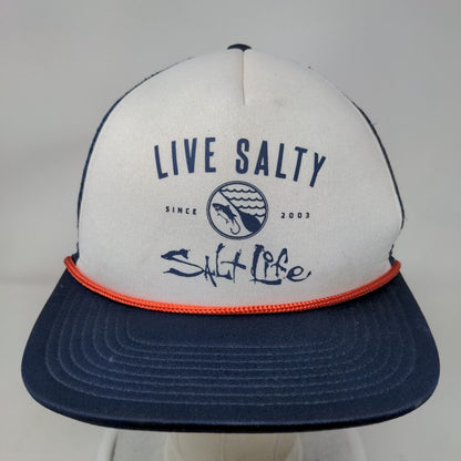 Salt Life Live Salty Snapback Mesh Back Rope Trucker Hat Blue OSFM Colorblock