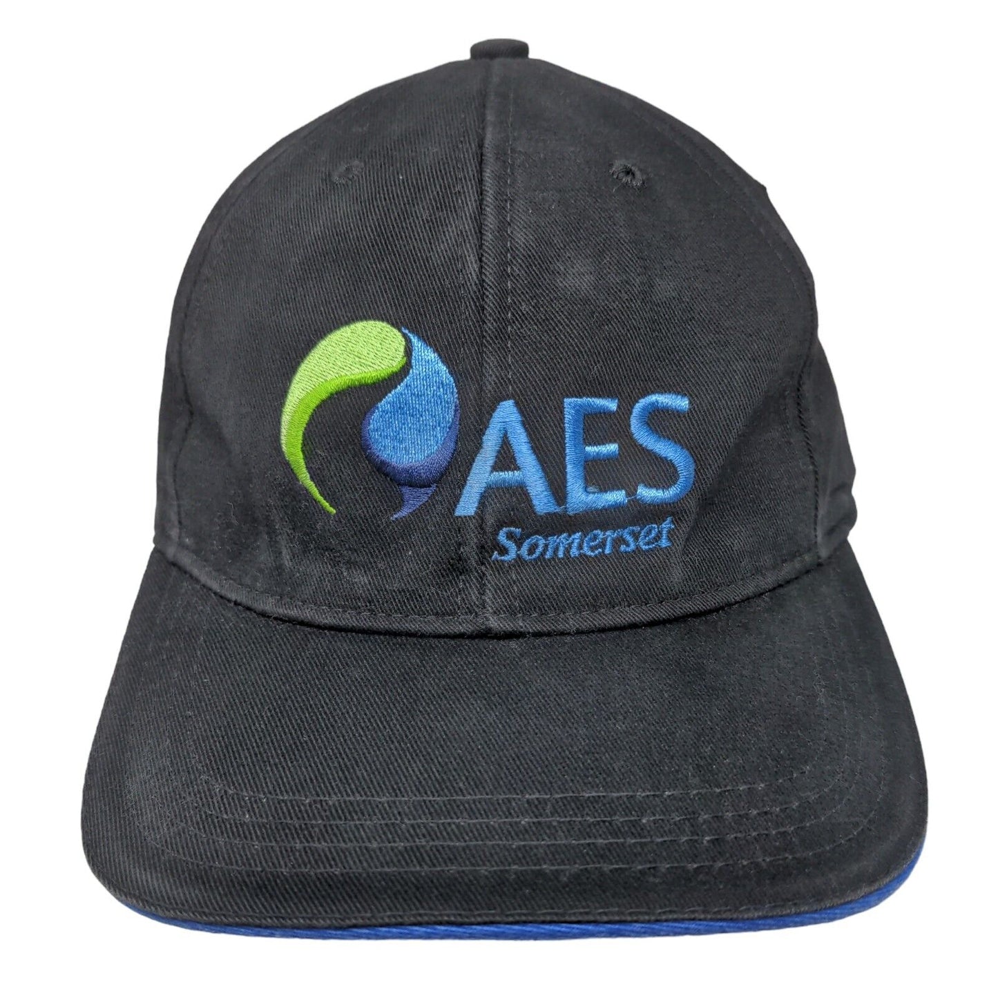 AES Somerset Slideback Hat Black OSFA Embroidered Logo Adjustable