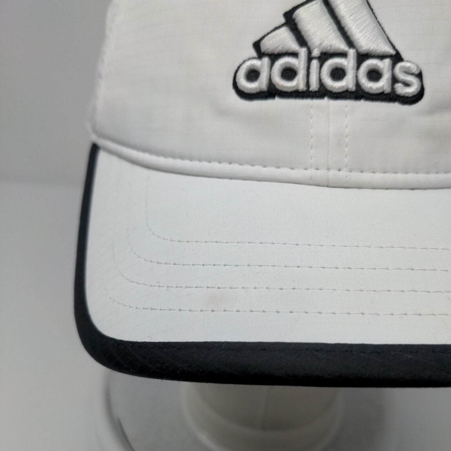 Adidas 3 Stripes Strapback Hat White OSFA Embroidered Black Trim