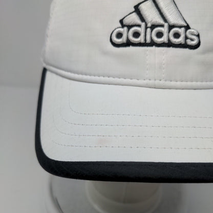 Adidas 3 Stripes Strapback Hat White OSFA Embroidered Black Trim