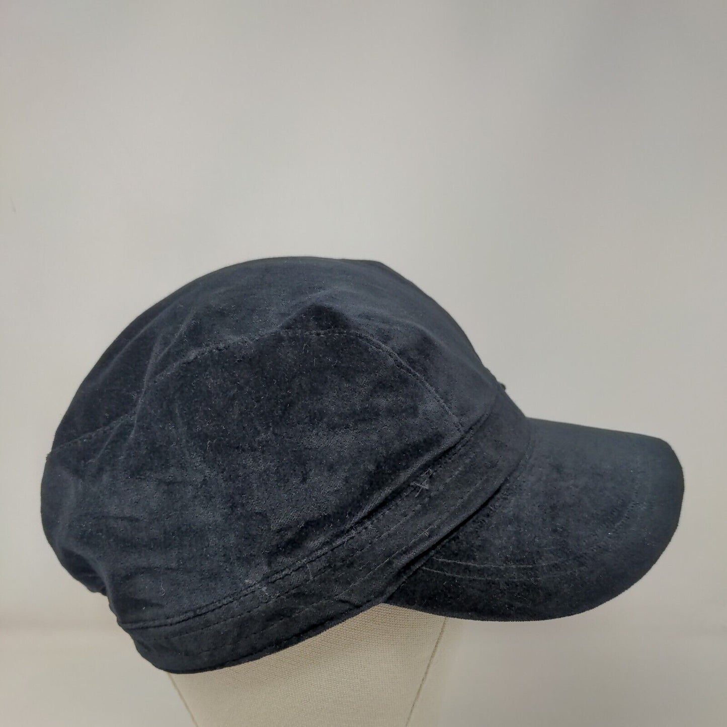 Unbranded Fitted Cadet Army Cap Hat Black One Size Velour Solid Bow