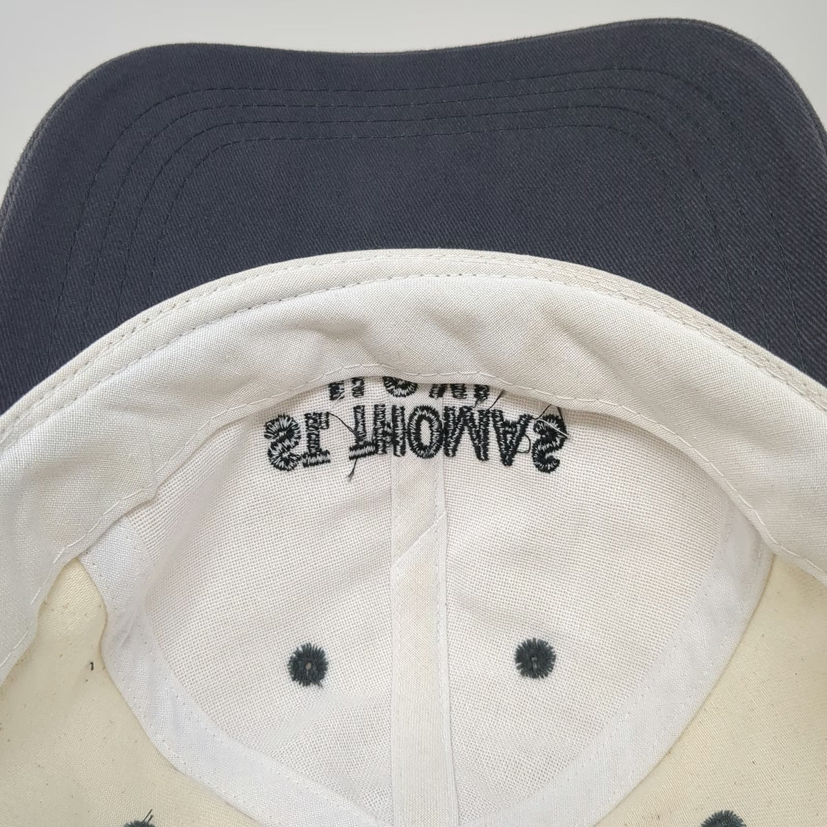 Del Sol Baseball Cap Beige Blue One Size St. Thomas USVI Cotton Slideback Hat