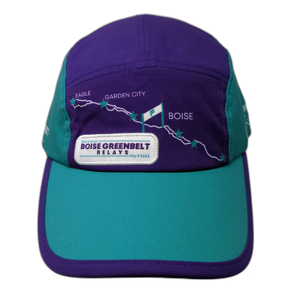 Fleet Feet 5 Panel Hat Purple Blue One Size Boise Greenbelt Relays Idaho Running