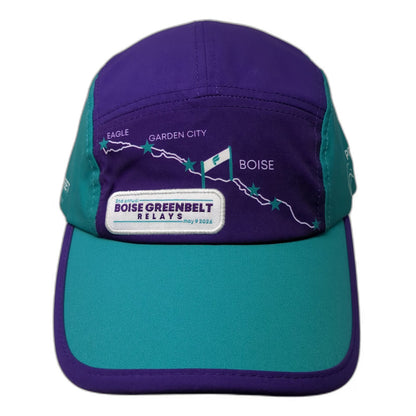Fleet Feet 5 Panel Hat Purple Blue One Size Boise Greenbelt Relays Idaho Running