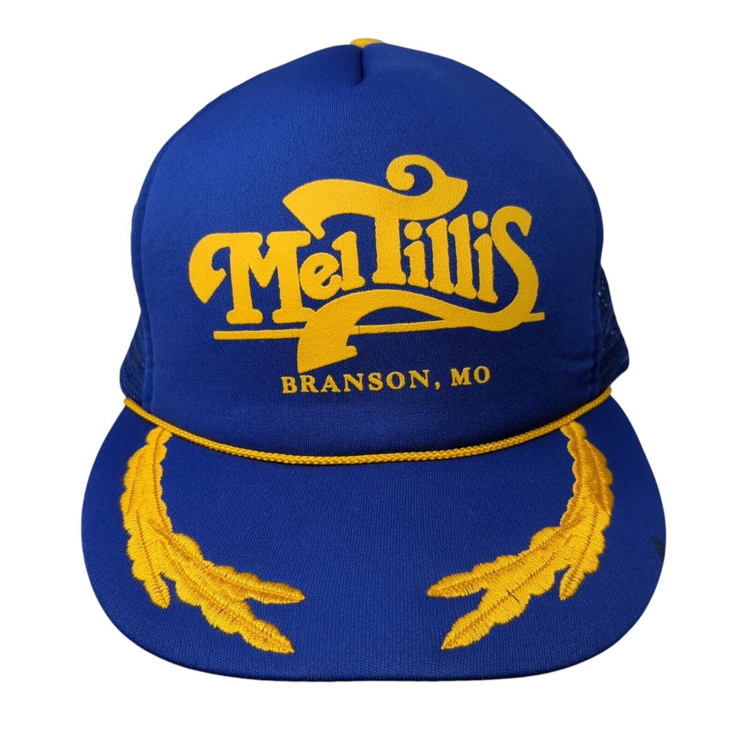 Mel Tillis Branson MO Snapback Rope Trucker Hat Blue One Size Mesh Back