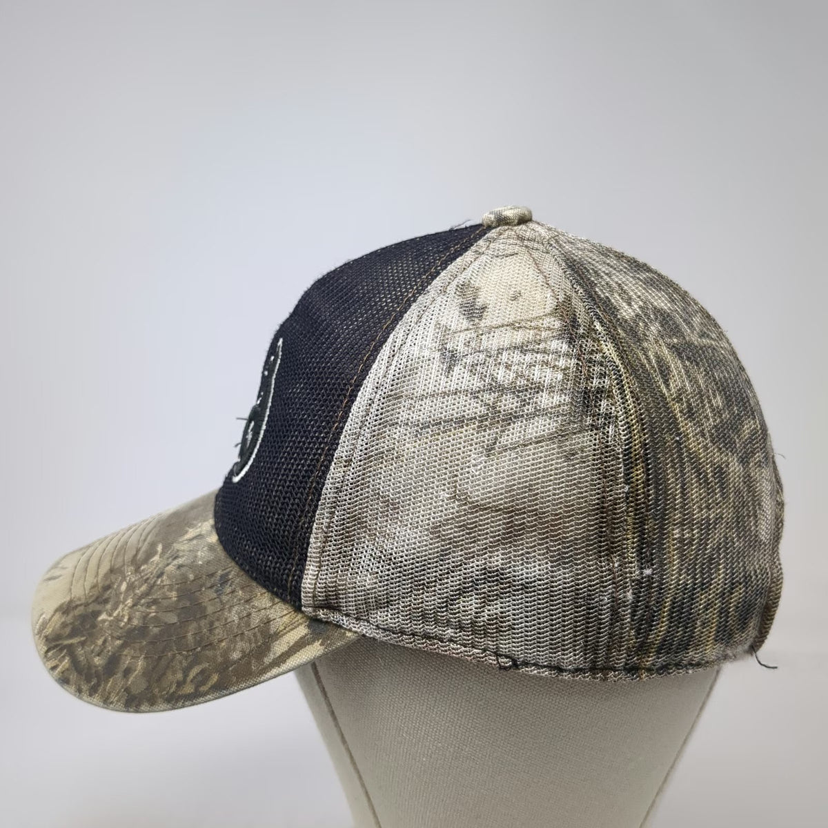 Realtree Baseball Cap One Size Brown Black Camo Mesh Strapback Antler Logo Hat