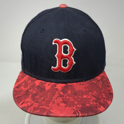 New Era Boston Red Sox MLB Snapback Hat Blue Size L 9FIFTY Flat Brim Patterned
