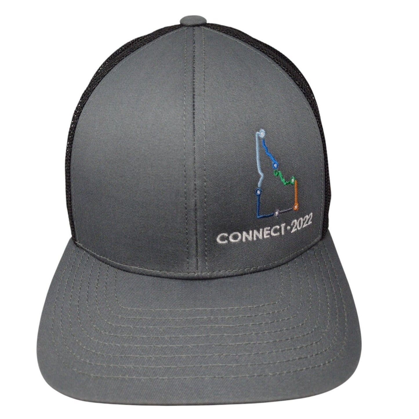 Idaho Connect-2022 Snapback Trucker Hat Gray OSFA Mesh Back Embroidered