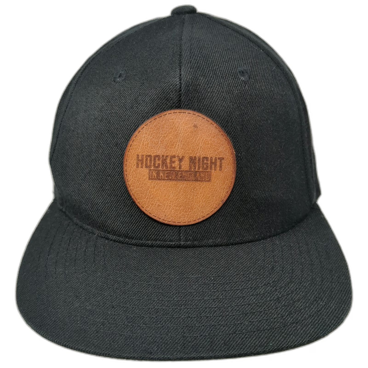 Yupoong Snapback Black One Size Hockey Night In New England Leather Patch Hat