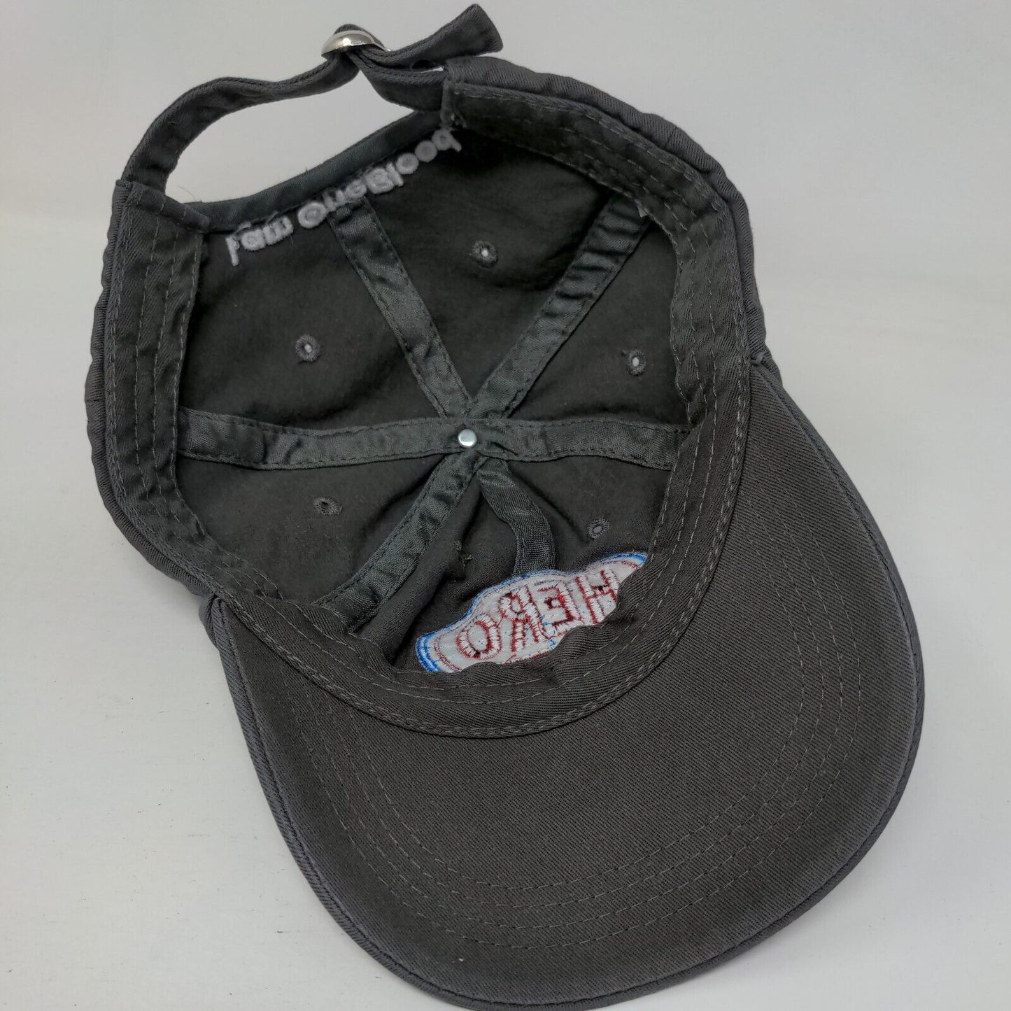 Hero I Am One Blood Slideback Hat Gray One Size Embroidered 6 Panel
