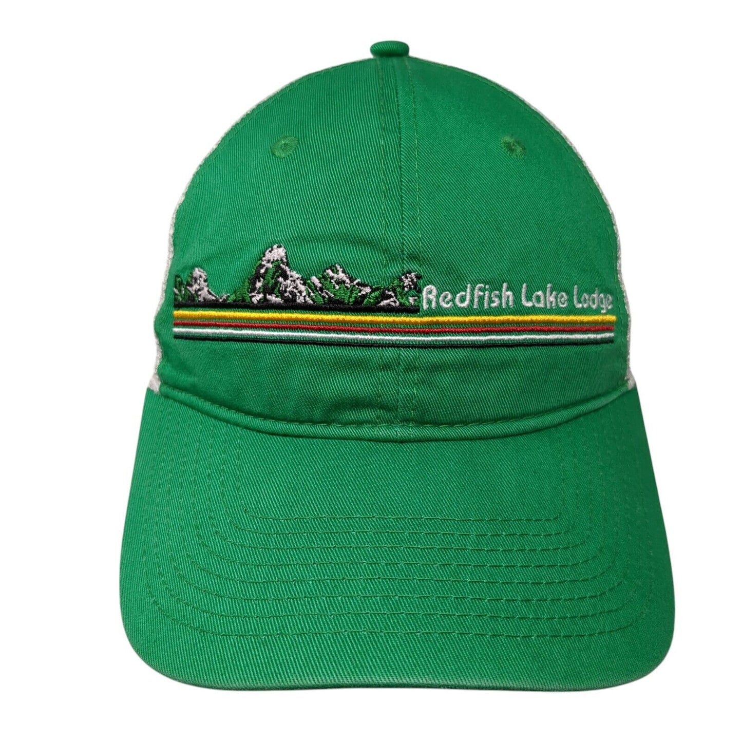 Redfish Lake Lodge Snapback Trucker Hat Green OSFA Mesh Back Gear For Sports