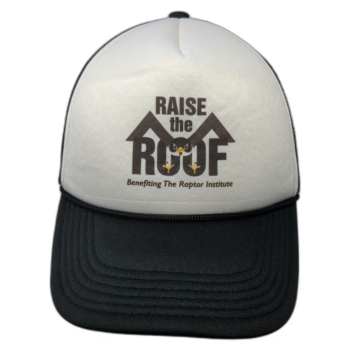 Raptor Institute Raise the Roof Black White Trucker Hat One Size Mesh Snapback
