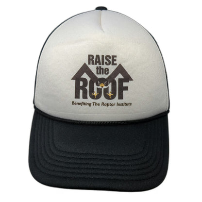 Raptor Institute Raise the Roof Black White Trucker Hat One Size Mesh Snapback