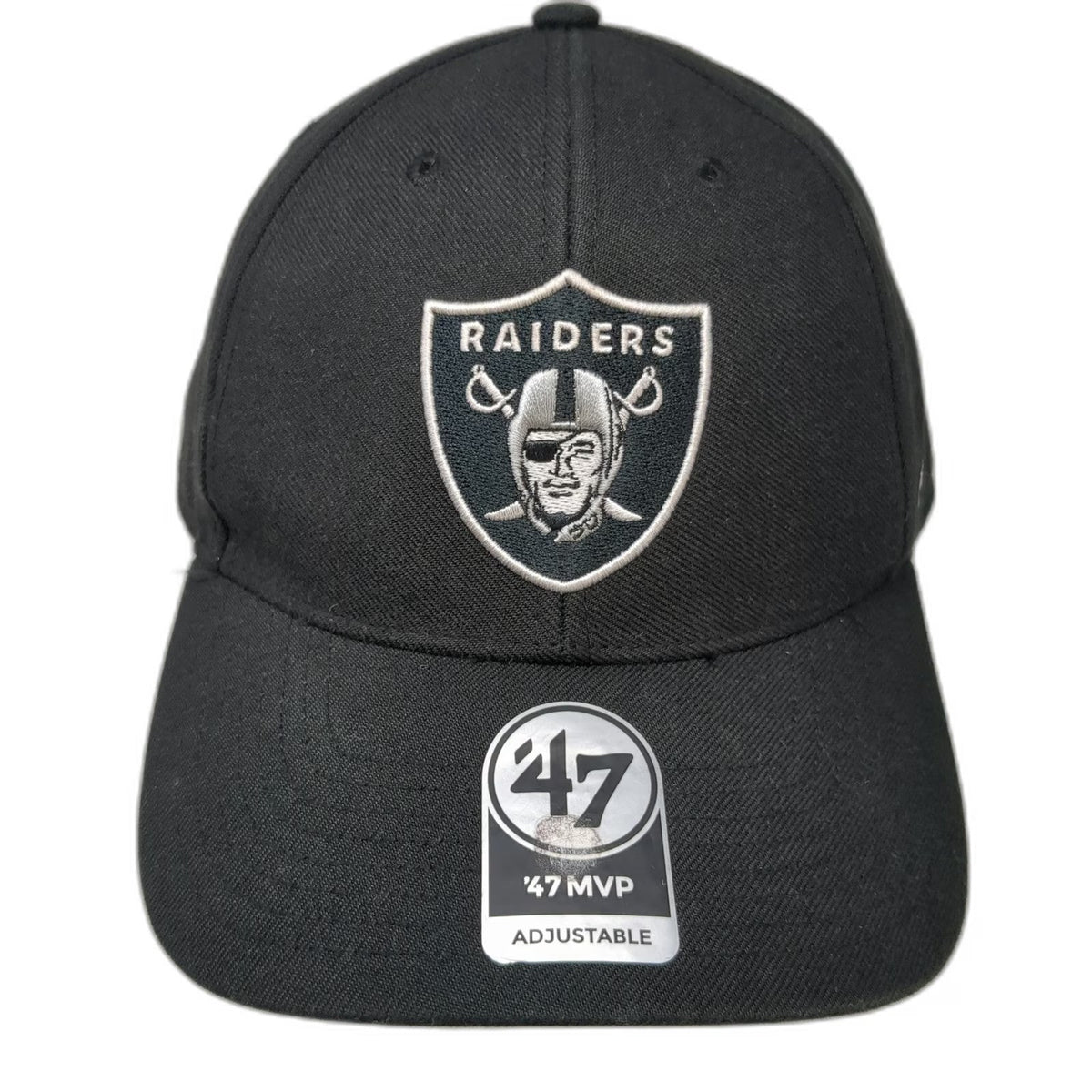'47 NFL Las Vegas Raiders Shield Logo Black Baseball Cap OS Strapback Hat