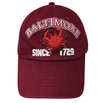 Baltimore Since 1729 Slideback Baseball Cap Red OS Adjustable Embroidered USA