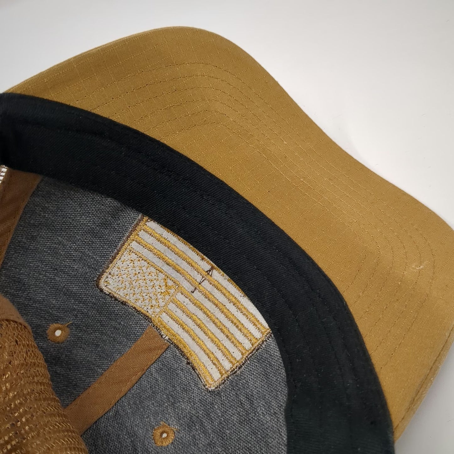 K3 Headwear Trucker Hat Brown One Size Snapback American Flag Patch Tactical