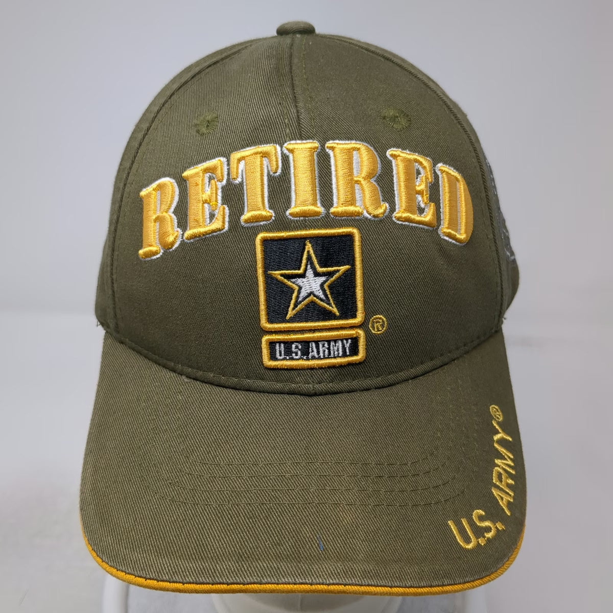 JM Warriors U.S. Army Retired Baseball Cap Green OSFM Side Seal Strapback Hat