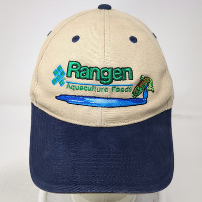 Otto Baseball Cap Beige Blue One Size Rangen Aquaculture Feeds Fish Graphic Hat