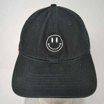 Smiley Face Slideback Hat Black One Size Embroidered Adjustable Outdoor