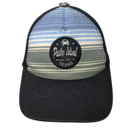 GSI Padre Island Texas Crab Stripe Trucker Hat Black Blue White Gray One Size