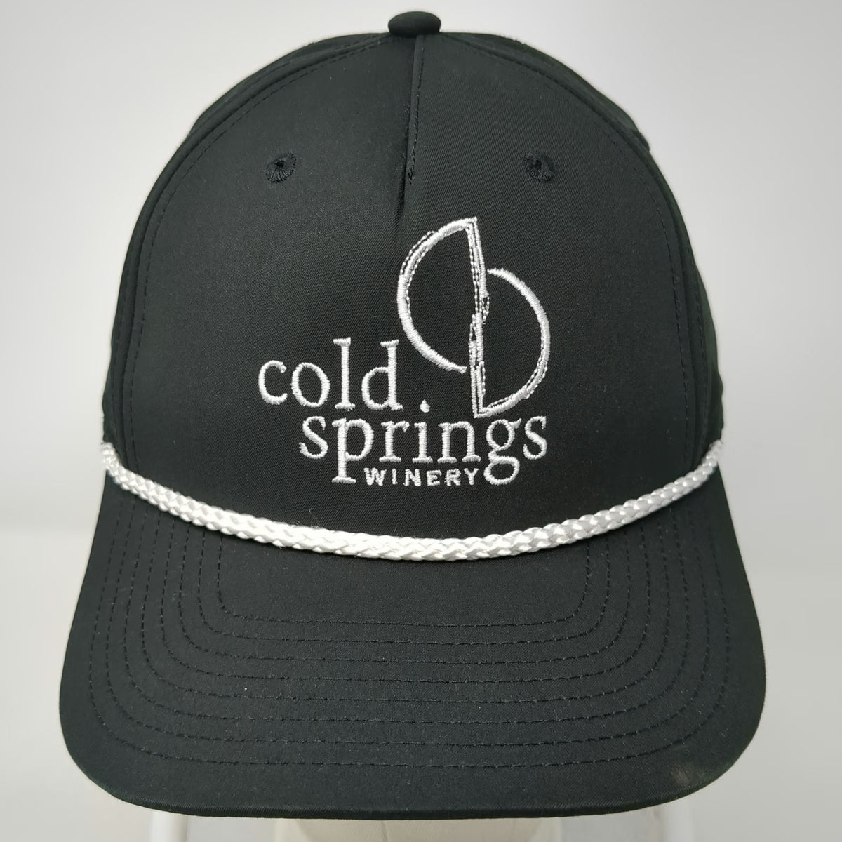Richardson 5 Panel Black One Size Cold Springs Winery Rope Snapback Logo Hat