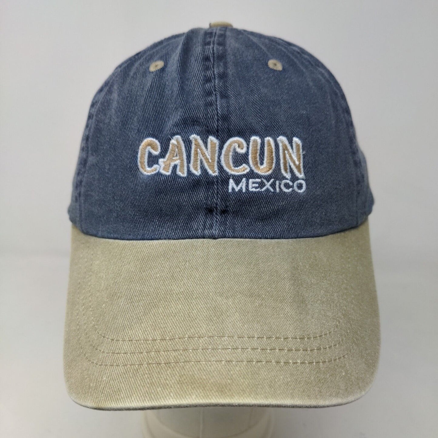 Caribbean Side Men's Slideback Hat Blue Embroidered Cancun Mexico Logo