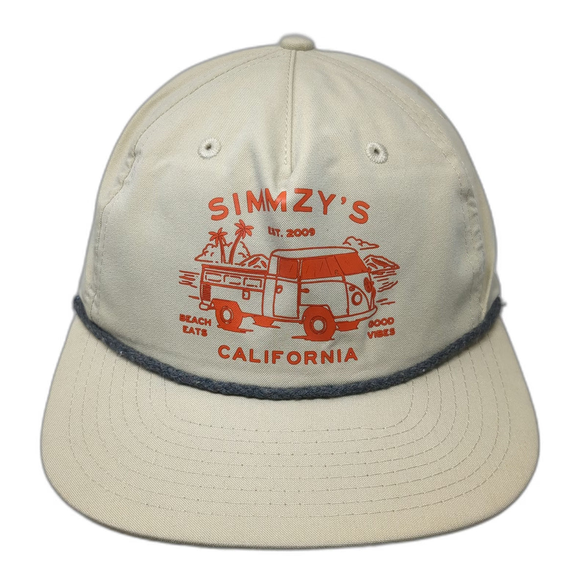 Emblem 5 Panel Beige One Size Hat Simmzy's California VW Bus Beach Eats Snapback