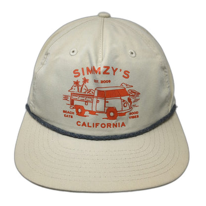 Emblem 5 Panel Beige One Size Hat Simmzy's California VW Bus Beach Eats Snapback