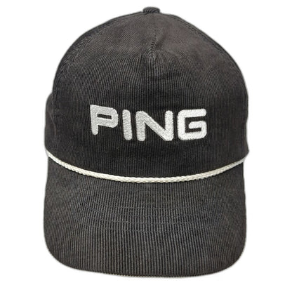 Ping 5 Panel Black Hat One Size Rope Corduroy Strapback Golf Embroidered USA
