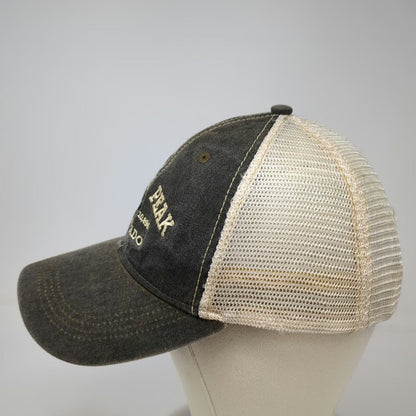 Gray Beige Baseball Cap OSFM Hahns Peak Colorado Elevation Mesh Adjustable Hat