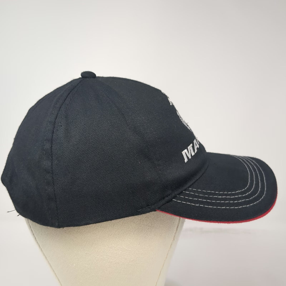 Marines EGA Logo Black Snapback Hat One Size Contrast Stitching Red Trim USA