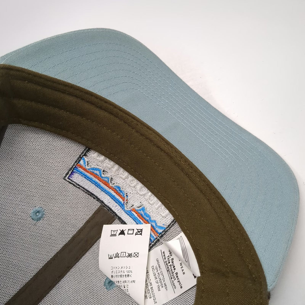 Patagonia Trucker Hat Blue Brown One Size Fitz Roy Mountain Logo Mesh Snapback