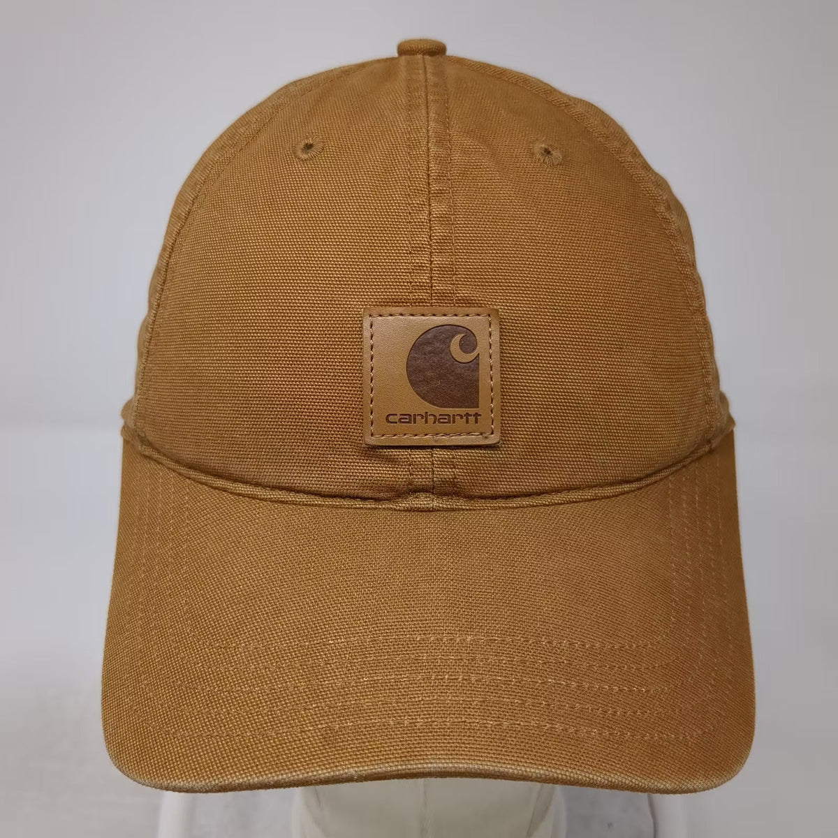 Carhartt Brown Baseball Cap One Size Adjustable Leather Patch Cotton Hat