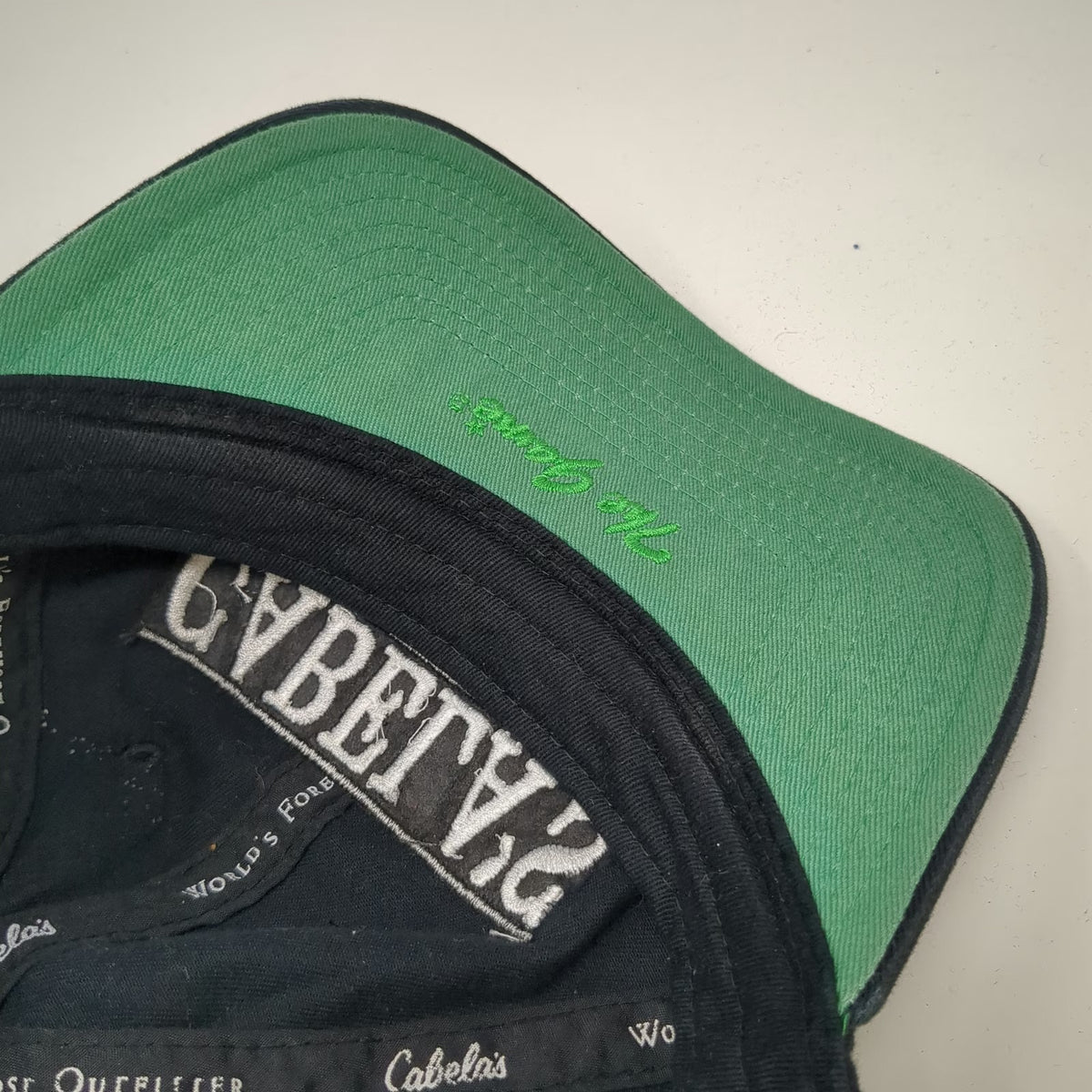 Cabela's Baseball Cap Black One Size Green Under Visor 2015 Opening Team ID hat