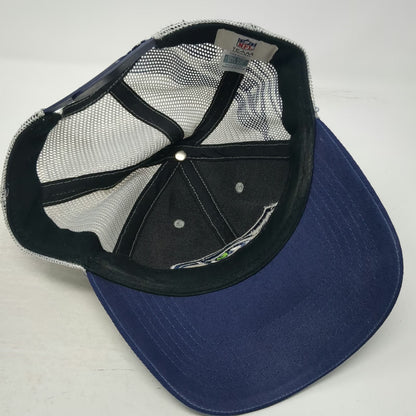 Seattle Seahawks NFL Team Apparel Blue White One Size Trucker Hat Mesh Snapback