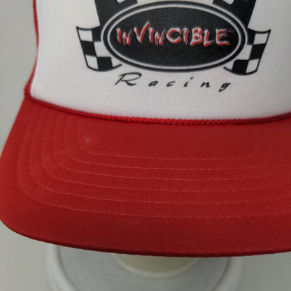 KC Men's Snapback Mesh Back Trucker Hat Red White OSFA Invincible Racing