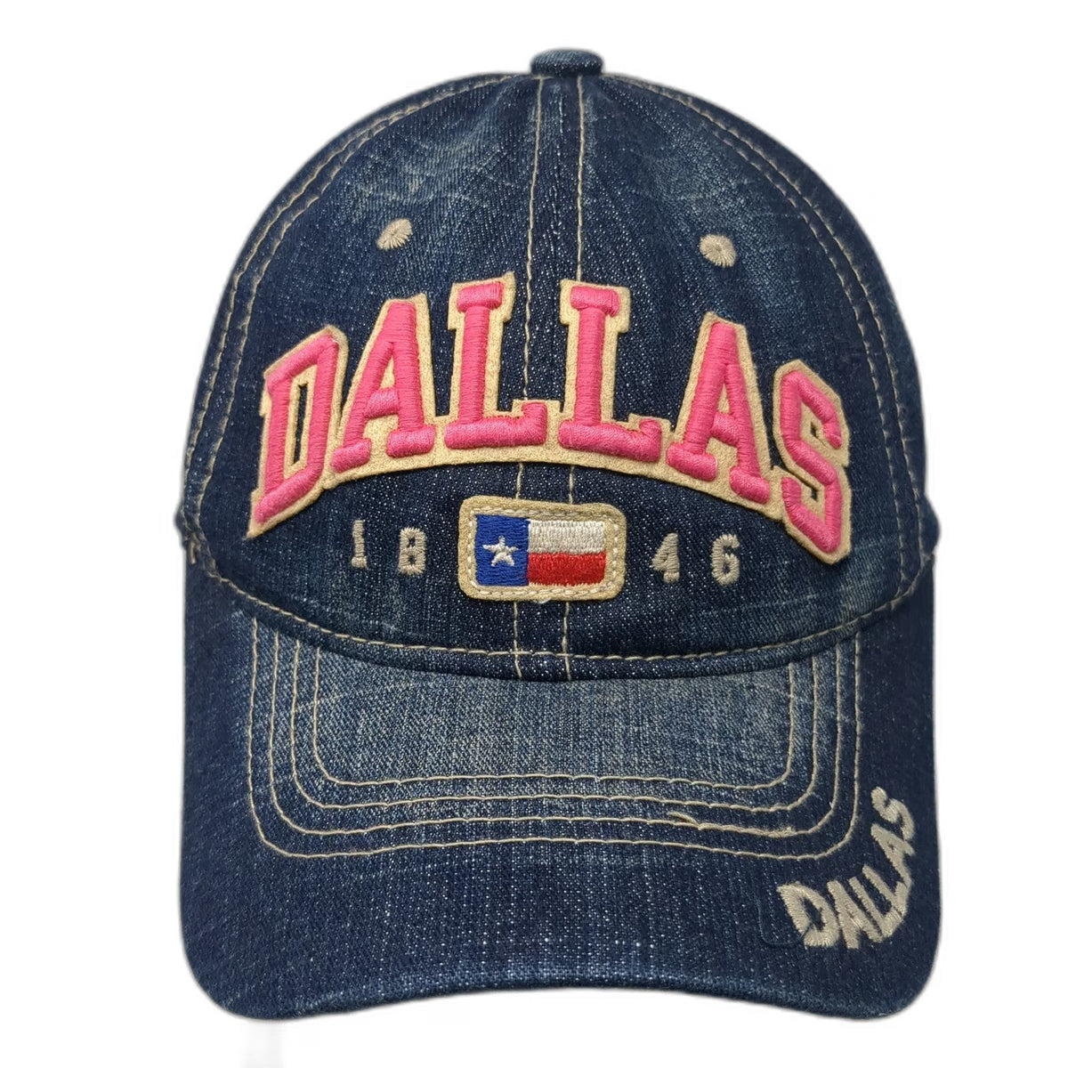USA Headwear Dallas Baseball Cap Blue One Size Texas Flag Denim Strapback Hat