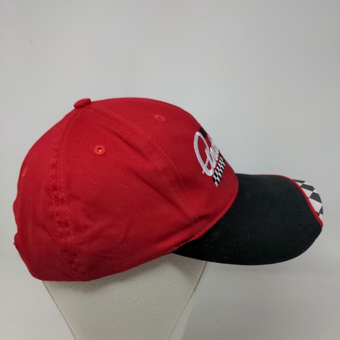 Mario Andretti Racing School Men's Strapback Hat Red Black Check Embroidered