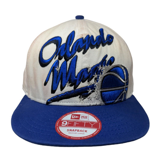 New Era Men's Snapback Hat White Blue M-L Orlando Magic Hardwood Classics