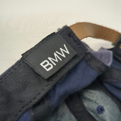 BMW Baseball Cap Blue One Size Leather Strap Suede Brim Motorcycles Logo hat