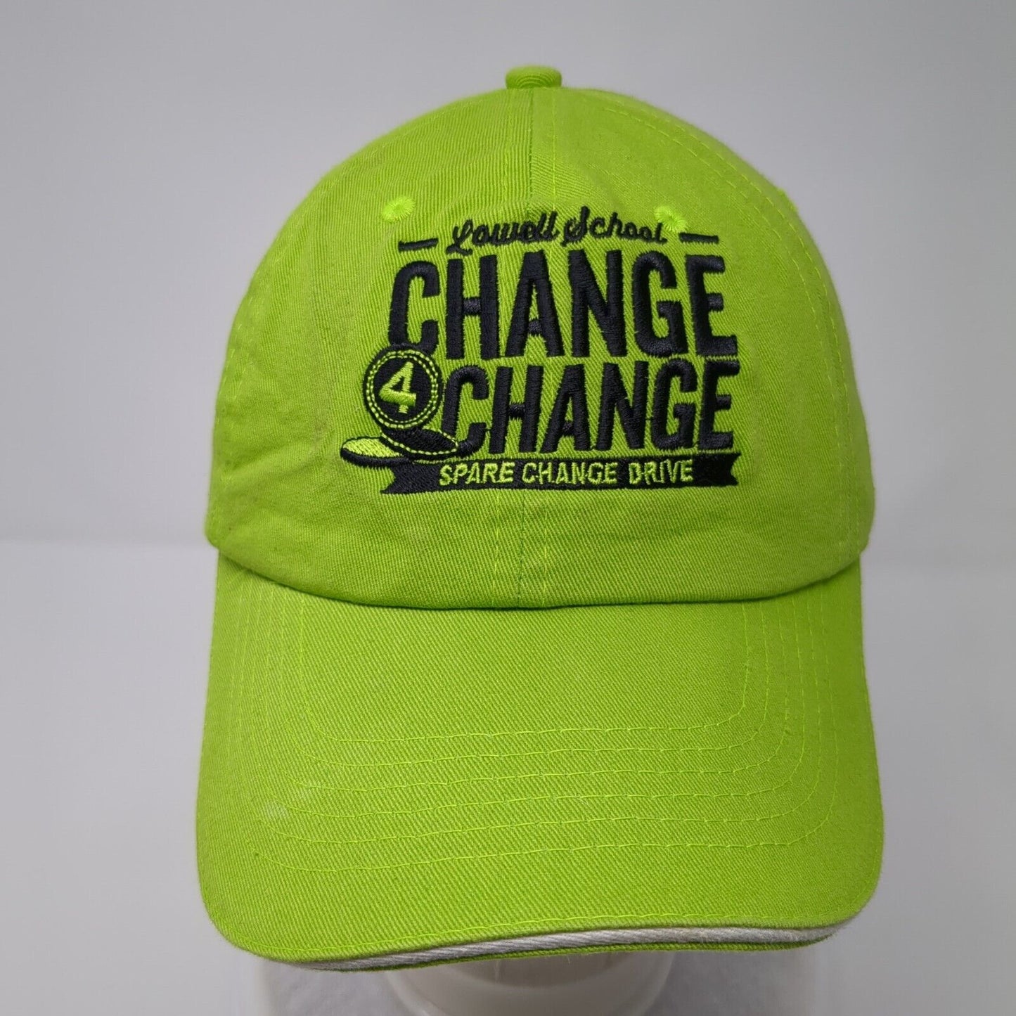 Lowell School Spare Change Drive Strapback Hat Green OSFA Embroidered